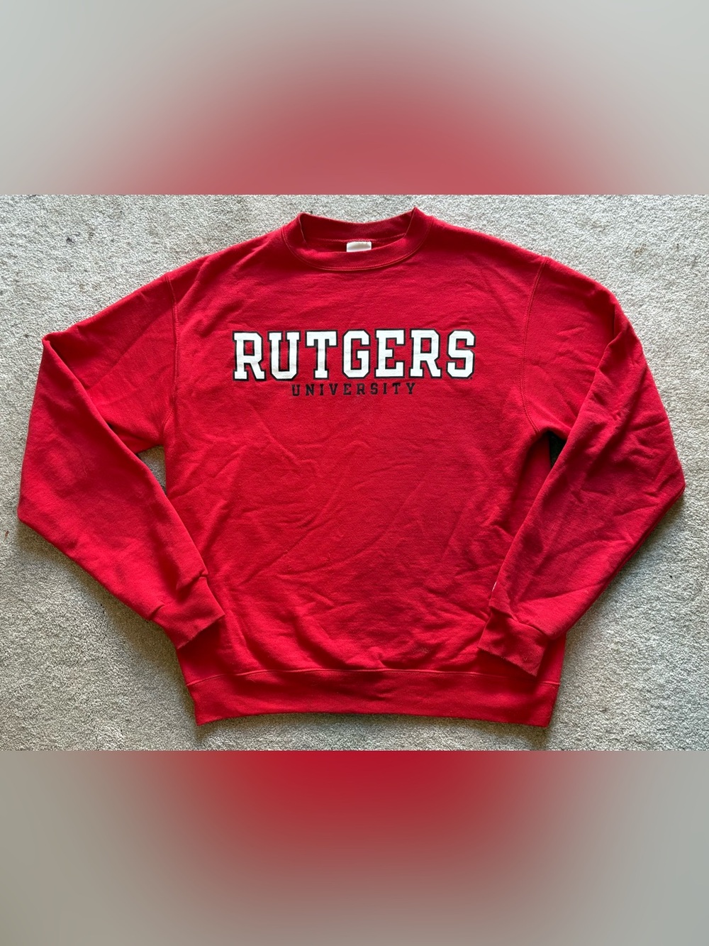Rutgers University Red Crewneck Champion Sweatshirt Size Medium